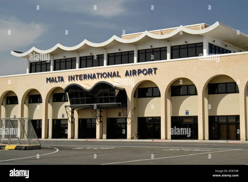 image of Malta International Airport facade with arches